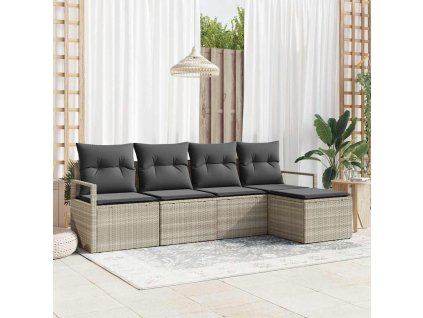 Súprava záhradných pohoviek s vankúšom 5 pcs Svetlosivá 3355011