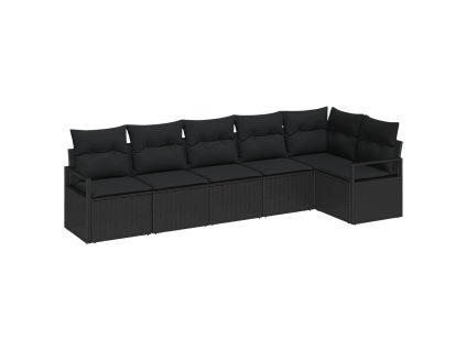 Súprava záhradných pohoviek s vankúšom s úložiskom 6 pcs Čierna 3355072