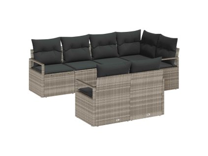 Súprava záhradných pohoviek 7 pcs Svetlosivá polyratan 3355091