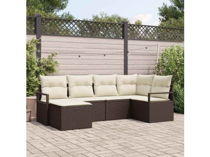 Súprava záhradných pohoviek s vankúšom 6 pcs Hnedá a smotanová 3355117