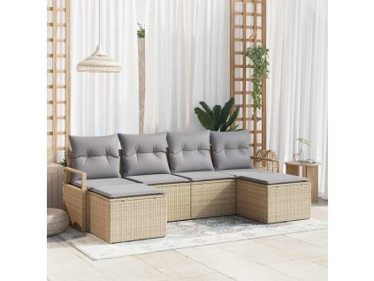 Súprava záhradných pohoviek 6 pcs Beige a svetlo šedá 3355159