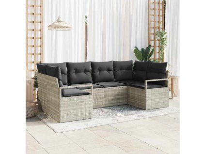 Súprava záhradných pohoviek 6 pcs Svetlosivá polyratan 3355191