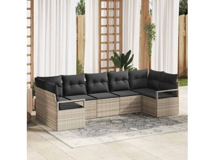 Súprava záhradných pohoviek 7 pcs Svetlosivá polyratan 3355201