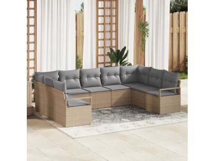Súprava záhradných pohoviek 9 pcs Beige a svetlo šedá polyratan 3355209