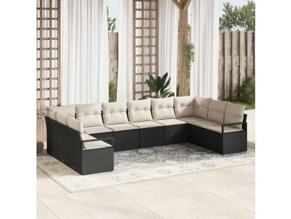 Súprava záhradných pohoviek 10 pcs Čierna a biela polyratan 3355226