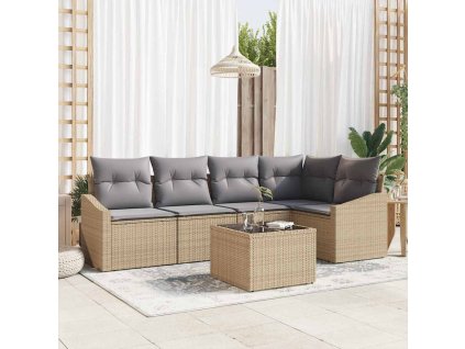 Súprava záhradných pohoviek 6 pcs Beige a svetlo šedá polyratan 3355399