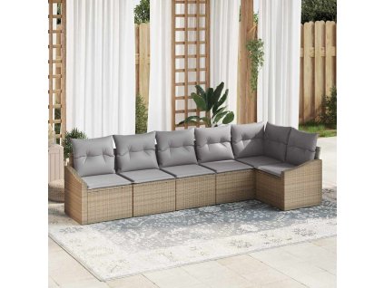 Súprava záhradných pohoviek 6 pcs Beige a svetlo šedá polyratan 3355409