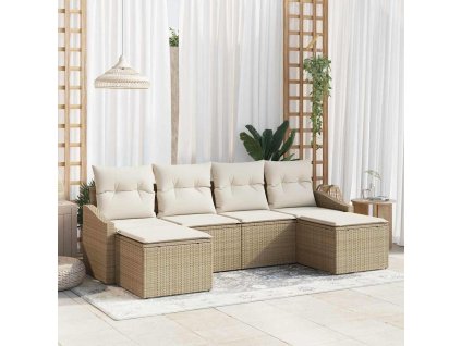 Záhradný jedálenský set s vankúšom 6 pcs Béžová a krémová 3355500