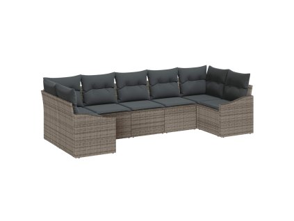 Súprava záhradných pohoviek s úložiskom 7 pcs Sivá polyratan 3355538