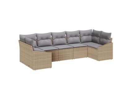 Súprava záhradných pohoviek 7 pcs Beige a svetlo šedá polyratan 3355539