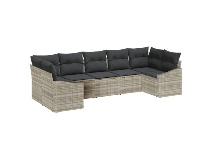 Súprava záhradných pohoviek 7 pcs Svetlosivá polyratan 3355541