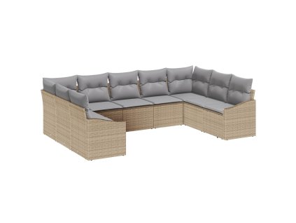 Súprava záhradných pohoviek 9 pcs Beige a svetlo šedá polyratan 3355549