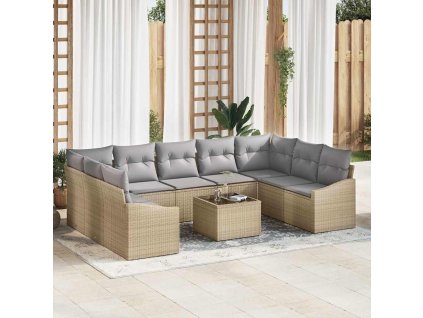 Súprava záhradných pohoviek 9 pcs Beige a svetlo šedá polyratan 3355559
