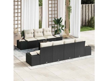 Súprava záhradných pohoviek 8 pcs Čierna a krémová polyratan 3355636