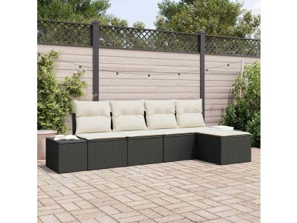 Súprava záhradných pohoviek 5 pcs Čierna a krémová polyratan 3355686