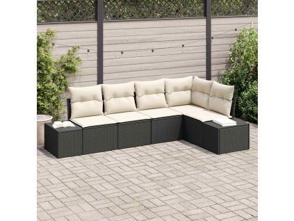 Súprava záhradných pohoviek s vankúšom 5 pcs Čierna a krémová 3355726