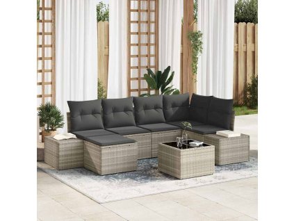 Súprava záhradných pohoviek 6 pcs Svetlosivá polyratan 3355811