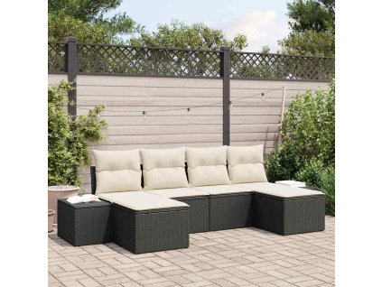 Súprava záhradných pohoviek 4 pcs Čierna a krémová polyratan 3355836