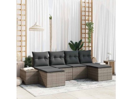 Súprava záhradných pohoviek s vankúšom 4 pcs Sivá polyratan 3355838