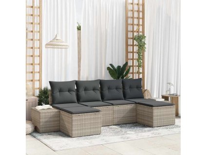 Súprava záhradných pohoviek 4 pcs Svetlosivá polyratan 3355841