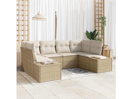 Súprava záhradných pohoviek 6 pcs Béžová a krémová Poly ratan 3355870