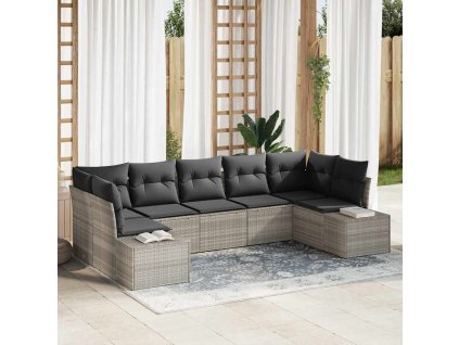 Súprava záhradných pohoviek 7 pcs Svetlosivá Poly ratan 3355881