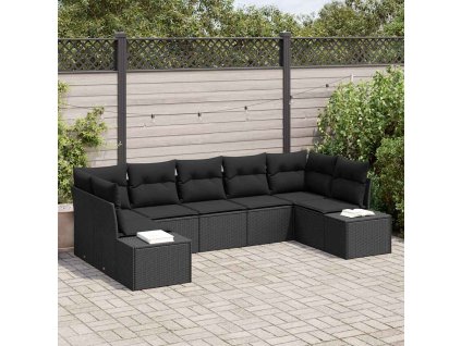 Súprava záhradných pohoviek s úložiskom 7 pcs Čierna Poly ratan 3355882