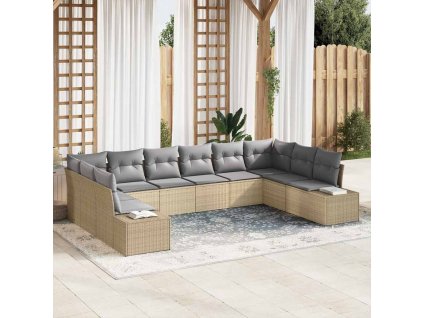 Súprava záhradných pohoviek 10 pcs Beige a svetlo šedá 3355909