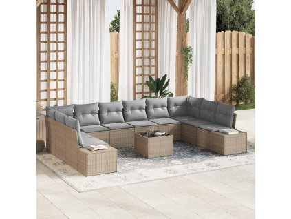 Súprava záhradných pohoviek 10 pcs Beige a svetlo šedá 3355919