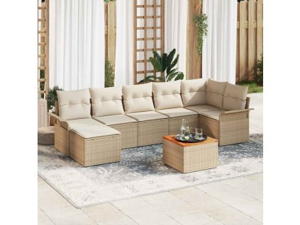 Súprava záhradných pohoviek s vankúšom 8 pcs Béžová a krémová 3356027