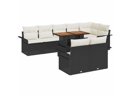 Súprava záhradných pohoviek s úložiskom 9 pcs Čierna Poly ratan 3358084