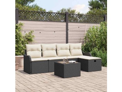 Súprava záhradných pohoviek 6 pcs Čierna a krémová polyratan 3358966