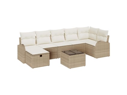 Sada pohoviek s vankúšom s úložiskom Béžová a krémová polyratan 3359110