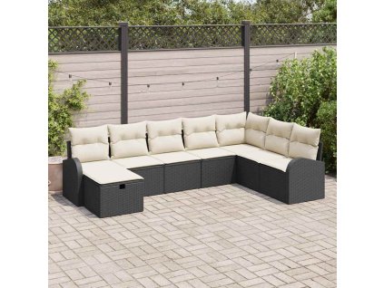 Sada pohoviek s vankúšom s úložiskom Čierna a krémová polyratan 3359126