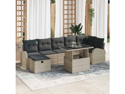 Súprava záhradných pohoviek 8 pcs Svetlosivá Poly ratan 3361101