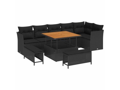 Súprava záhradných pohoviek 9 pcs Čierna polyratan 3361494