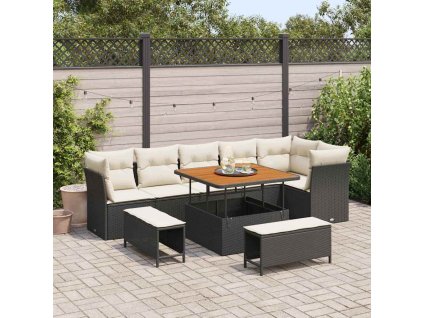 Súprava záhradných pohoviek 9 pcs Čierna polyratan 3361495