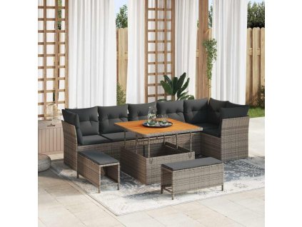 Súprava záhradných pohoviek 9 pcs Sivá polyratan 3361498