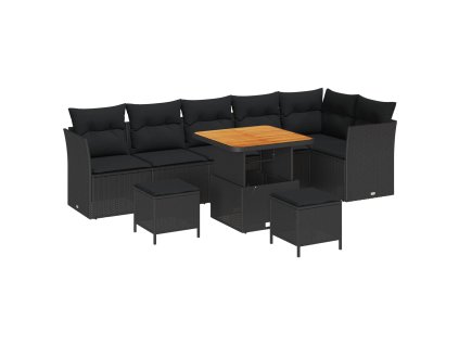 Súprava záhradných pohoviek 9 pcs Čierna polyratan 3361499