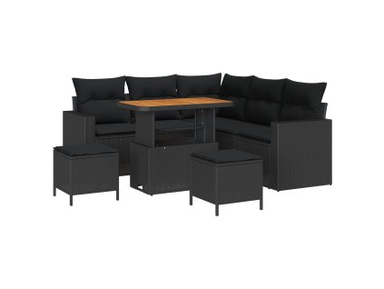 Súprava záhradných pohoviek 8 pcs Čierna polyratan 3361614