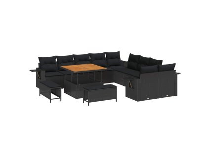 Súprava záhradných pohoviek 13 pcs Čierna polyratan 3361794