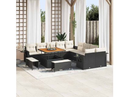 Súprava záhradných pohoviek 13 pcs Čierna polyratan 3361795