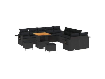 Súprava záhradných pohoviek 13 pcs Čierna polyratan 3361799