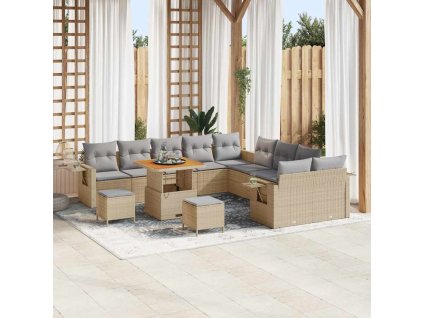 Súprava záhradných pohoviek 13 pcs Béžová polyratan 3361802