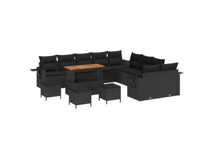 Súprava záhradných pohoviek 14 pcs Čierna polyratan 3361809