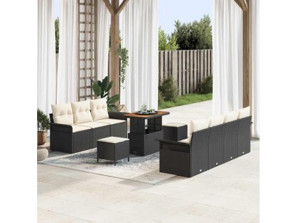 Súprava záhradných pohoviek 10 pcs Čierna polyratan 3362100