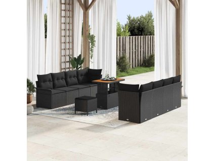 Súprava záhradných pohoviek 11 pcs Čierna polyratan 3362109