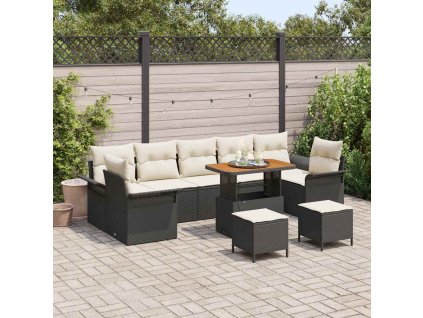 Súprava záhradných pohoviek 10 pcs Čierna polyratan 3362120