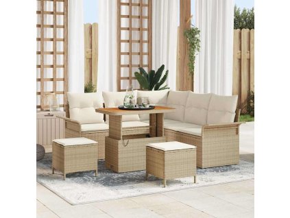 Súprava záhradných pohoviek 8 pcs Béžová polyratan 3362136