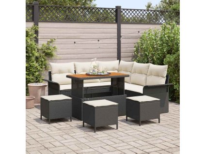 Súprava záhradných pohoviek 9 pcs Čierna polyratan 3362140